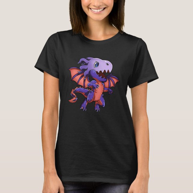 Niedlich Lila Chibi Dragon T-Shirt (Vorderseite)