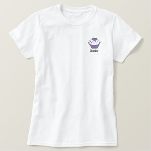 Niedlich lila Cupcake Personalisiert besticktes Sh T-Shirt