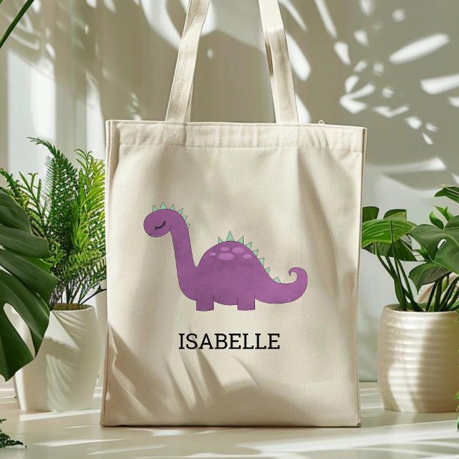 Niedlich Lila Dinosaurier Personalisiert Tote Bag Tragetasche (Von Creator hochgeladen)