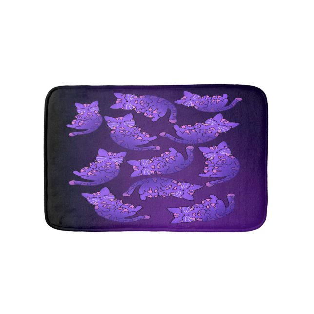 Niedlich Lila Neon Kitten Group Badematte (Vorderseite)