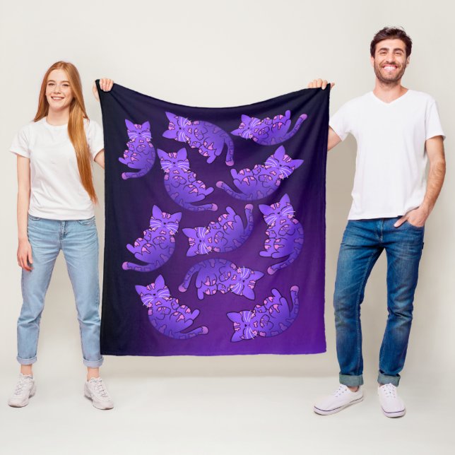 Niedlich Lila Neon Kitten Group Fleecedecke (Beispiel)