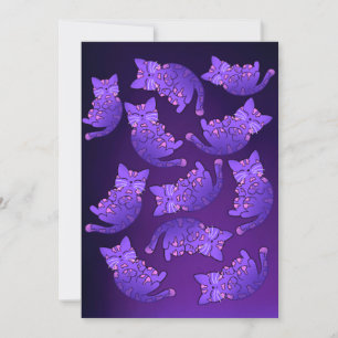 Niedlich Lila Neon Kitten Group Karte