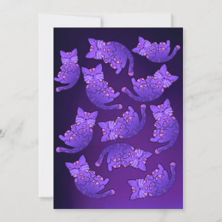 Niedlich Lila Neon Kitten Group Karte