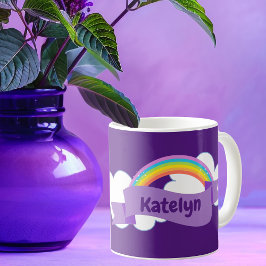 Niedlich Lila Regenbogen Hübsch Personalisiert Kaffeetasse