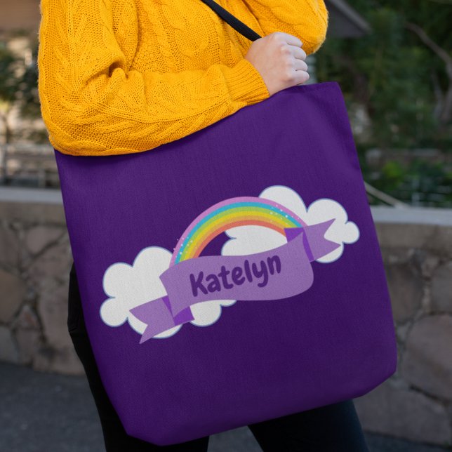 Niedlich Lila Regenbogen Personalisiert Tasche (Von Creator hochgeladen)