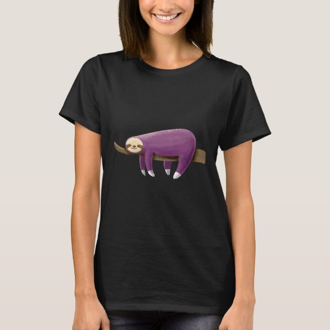 Niedlich Lila Sloth T-Shirt (Vorderseite)