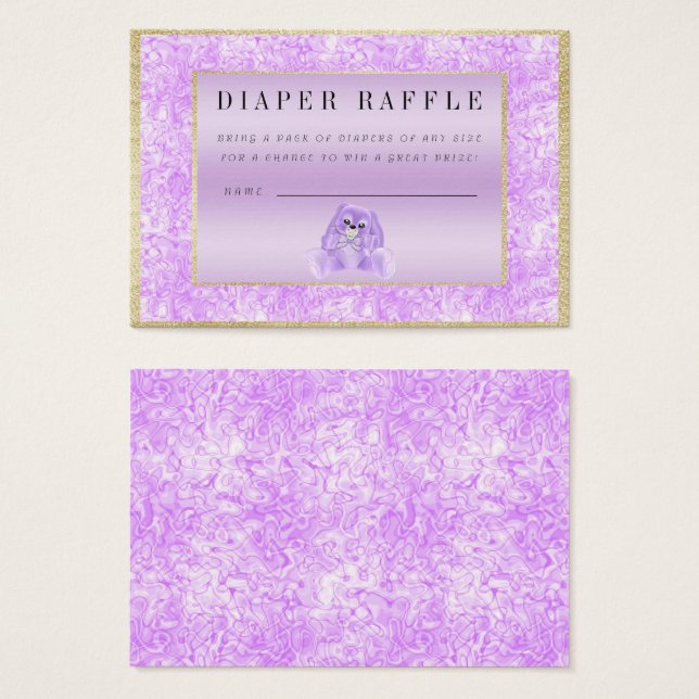 Niedlich Lilac Bunny "Raffle" Babydusche (Vorne & Hinten)
