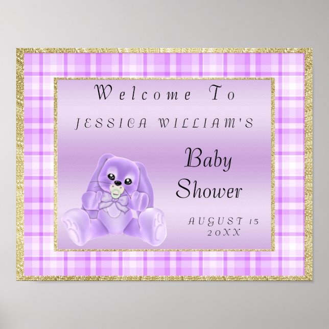 Niedlich Lilac Bunny "Welcome" Poster (Vorne)