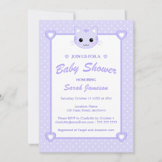 Niedlich Lilac Lila Cartoon Katze Kitten Kinderdus Einladung