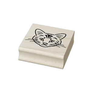 Niedlich Line Art Kitty Cat Kontur Gummistempel
