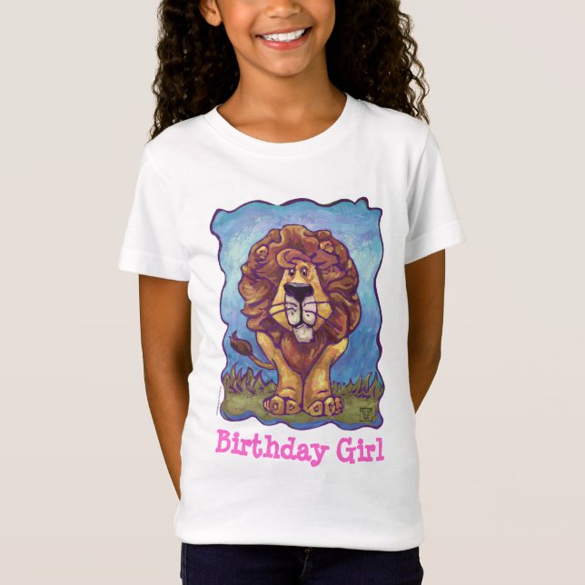 Niedlich Lion Birthday Girl Party T-Shirt (Vorderseite)