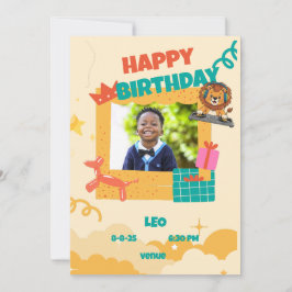 Niedlich Lion DJ Kindergeburtstag Party Einladung