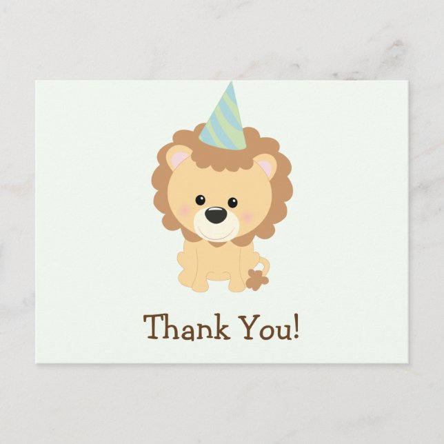 Niedlich Lion Jungle Animal Vielen Dank Postkarte (Vorderseite)