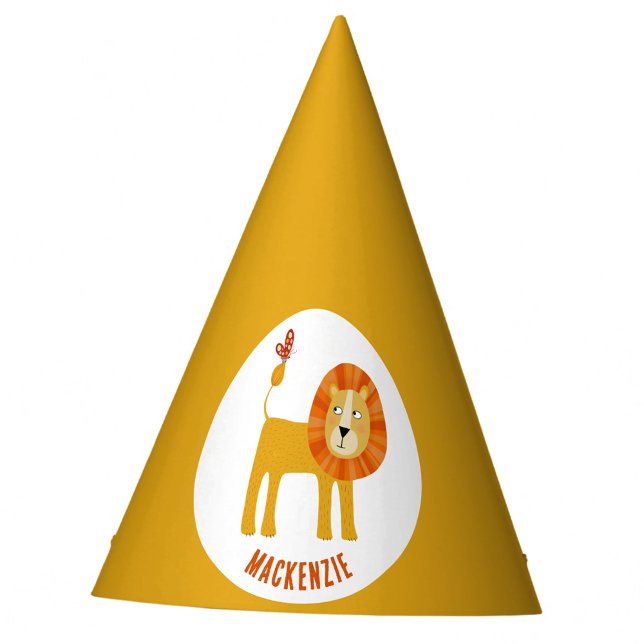 Niedlich Lion Personalisiert Partyhütchen (Fun lion personalized paper party hats)