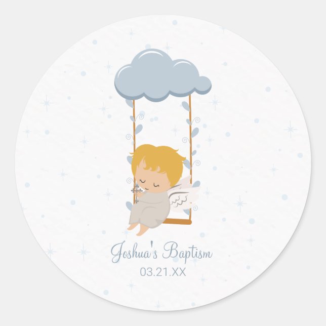 Niedlich Little Angel Runder Aufkleber (Vorderseite)