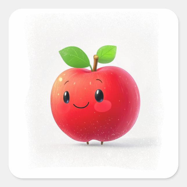 Niedlich Little Apple Quadratischer Aufkleber (Vorderseite)