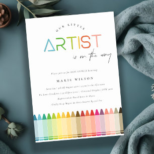 Niedlich Little Artist Crayon Fun Rainbow Baby Dus Einladung