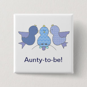 Niedlich Little Blue Aunty to be, Birds Baby Dusch Button