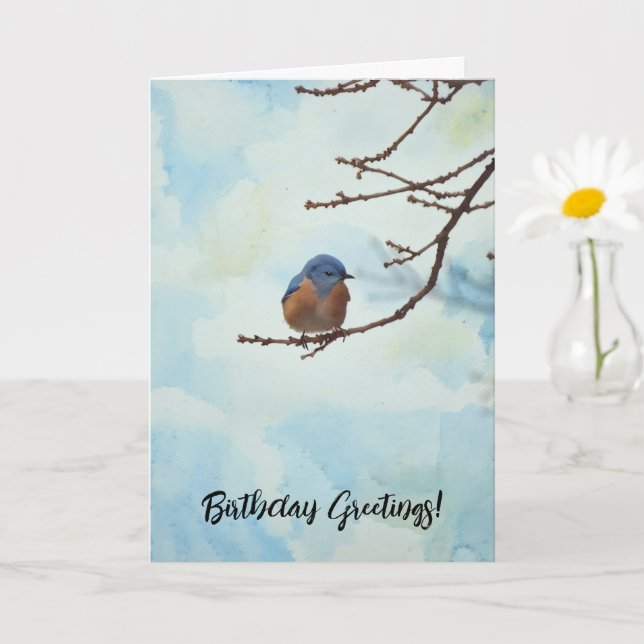 Niedlich Little Blue Bird Geburtstagkarte Karte (Kleine Pflanze)
