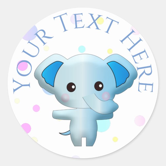 Niedlich Little Blue Boy Elephant Runder Aufkleber (Vorderseite)