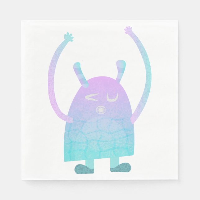 Niedlich Little Blue Monster Serviette (Vorderseite)