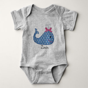Niedlich Little Blue Whale Baby Bodysuit Strampler