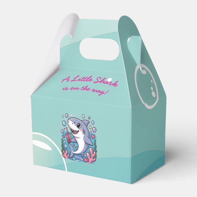 Niedlich Little Boba Shark Baby Shower Kawaii Blue Geschenkschachtel (Vorderseite)