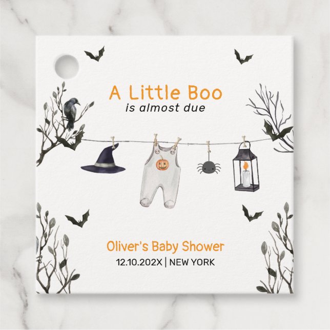 Niedlich Little Boo Clothesline Babydusche Geschenkanhänger (Vorderseite)