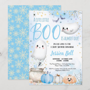 Niedlich Little Boo Halloween Boy Baby Dusche Blau Einladung