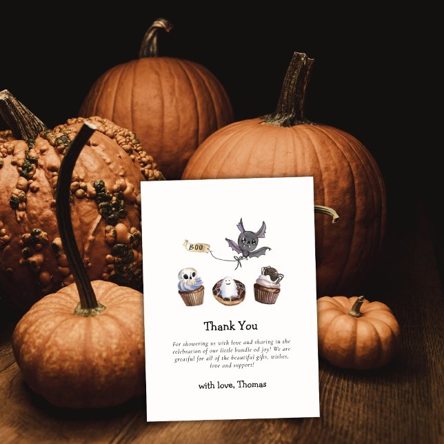 Niedlich Little Boo Halloween cupcake Babydusche Dankeskarte (Cute Little Boo Halloween cupcake Baby Shower Thank You Card)