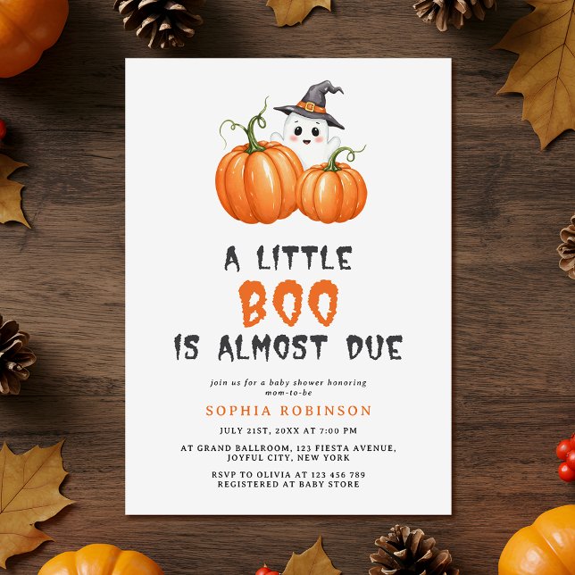 Niedlich Little Boo Halloween Pumpkin Baby Dusche Einladung (Von Creator hochgeladen)