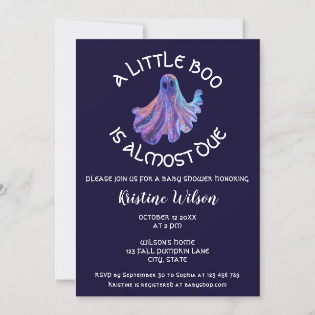 Niedlich Little Boo ist fast Due Baby Dusche Einladung (Vorderseite)