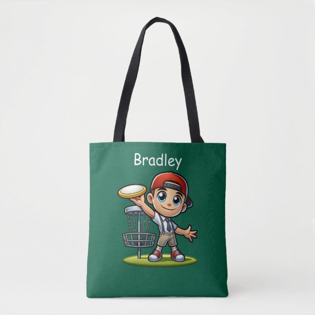 Niedlich Little Boy Playing Disk Golf Personalisie Tasche (Vorderseite)