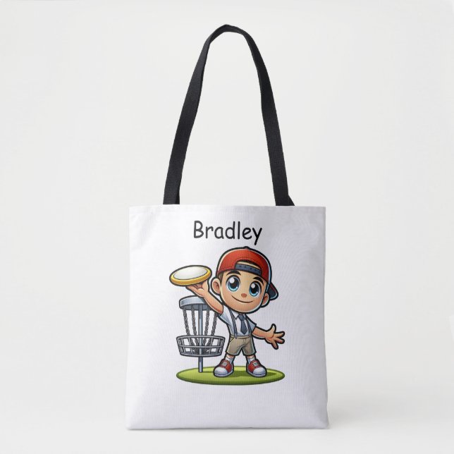 Niedlich Little Boy Playing Disk Golf Personalisie Tasche (Vorderseite)
