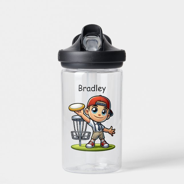 Niedlich Little Boy Playing Disk Golf Personalisie Trinkflasche (Vorne)
