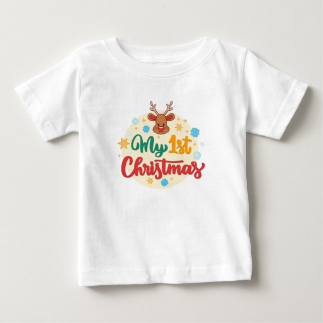 Niedlich Little Boy Weihnachten Baby T-shirt (Vorderseite)