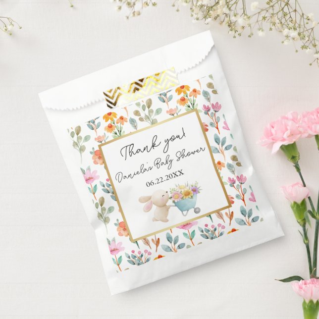 Niedlich Little Bunny Wildblumen Kinderdusche Geschenktütchen (Versiegelt)