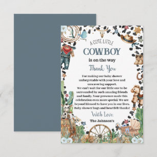 Niedlich Little Cowboy Western Wasserfarbe Kinderd Dankeskarte