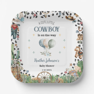 Niedlich Little Cowboy Western Wasserfarbe Kinderd Pappteller