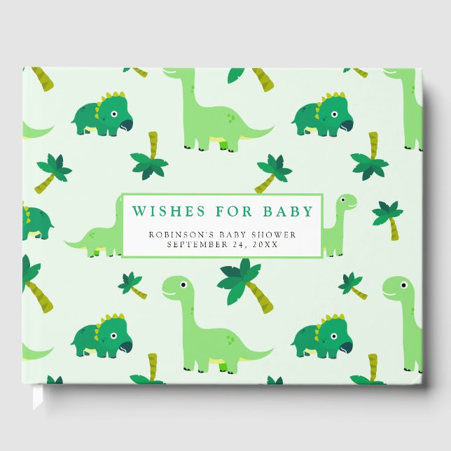 Niedlich Little Dino Baby Dusche Gästebuch (Vorderseite)