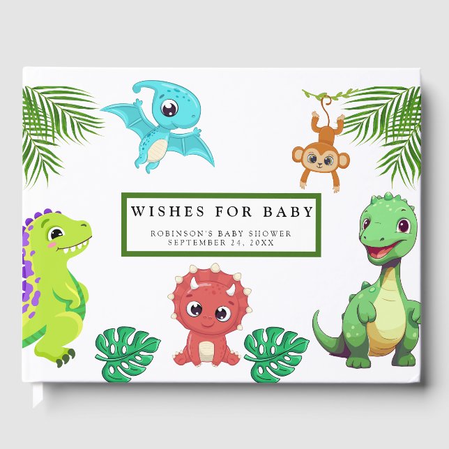Niedlich Little Dino Baby Dusche Gästebuch (Vorderseite)