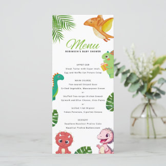 Niedlich Little Dino Baby Dusche Menükarte