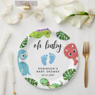 Niedlich Little Dino Baby Dusche Pappteller