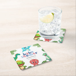 Niedlich Little Dino Baby Dusche Rechteckiger Pappuntersetzer