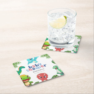 Niedlich Little Dino Baby Dusche Rechteckiger Pappuntersetzer