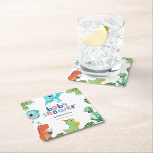 Niedlich Little Dino Baby Dusche Rechteckiger Pappuntersetzer