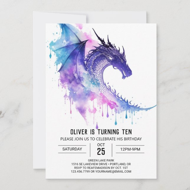 Niedlich Little Dragon Children zum Geburtstag Einladung (Vorderseite)