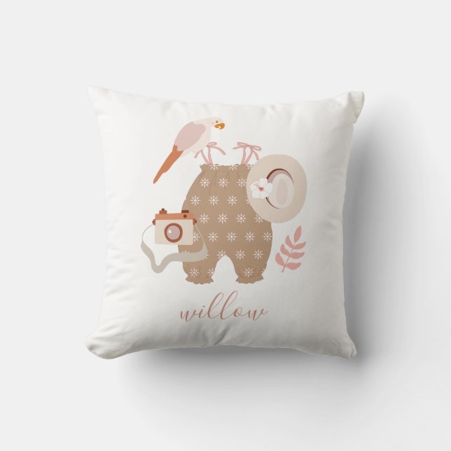 Niedlich Little Explorer Boho Name Baby Throw Kiss Kissen (Vorderseite)