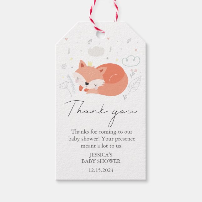 Niedlich Little Fox Babydusche Geschenkanhänger (Vorderseite)