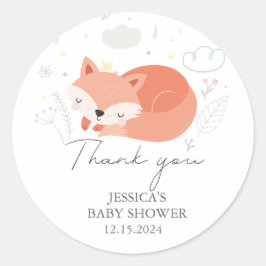 Niedlich Little Fox Babydusche Runder Aufkleber